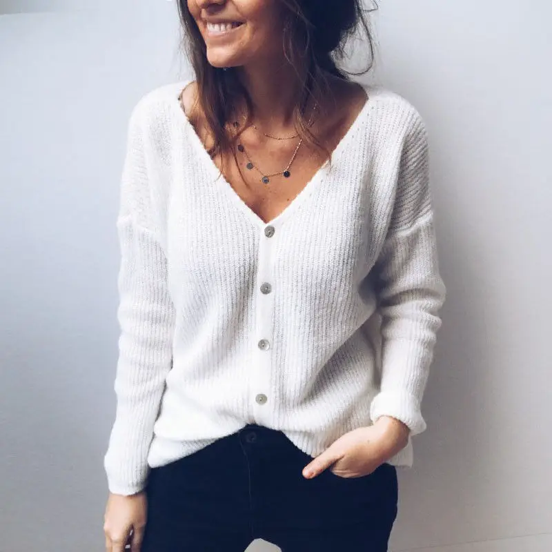 MeiHuiDa 2018 New Style Fashion Solid Button Deep V Neck Women Knitted Cardigan Coat Long Sleeve Sweater Jumpers
MeiHuiDa 2018 New Style Fashion Solid Button Deep V Neck Women Knitted Cardigan Coat Long Sleeve Sweater Jumpers