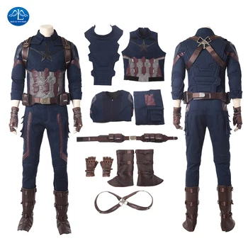 

Captain America Cosplay Carnival Halloween Costumes for Men Adult Avengers: Infinity War Superhero Steve Rogers Outfit