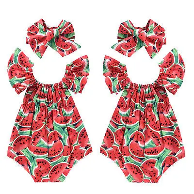 Lovely Baby Bodysuits Newborn Baby Girls Watermelon Short Sleeve Bodysuit+ Headband Summer Girls Clothes Sunsuit 2pcs
Lovely Baby Bodysuits Newborn Baby Girls Watermelon Short Sleeve Bodysuit+ Headband Summer Girls Clothes Sunsuit 2pcs