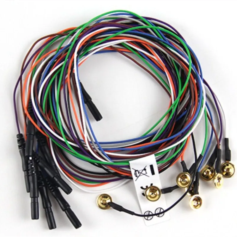 Din 1.5mm Electroencephalo-graph Brain EEG Cable Coloful 10 Wires Pack, Copper Cup Electrode Gold-plated
Din 1.5mm Electroencephalo-graph Brain EEG Cable Coloful 10 Wires Pack, Copper Cup Electrode Gold-plated