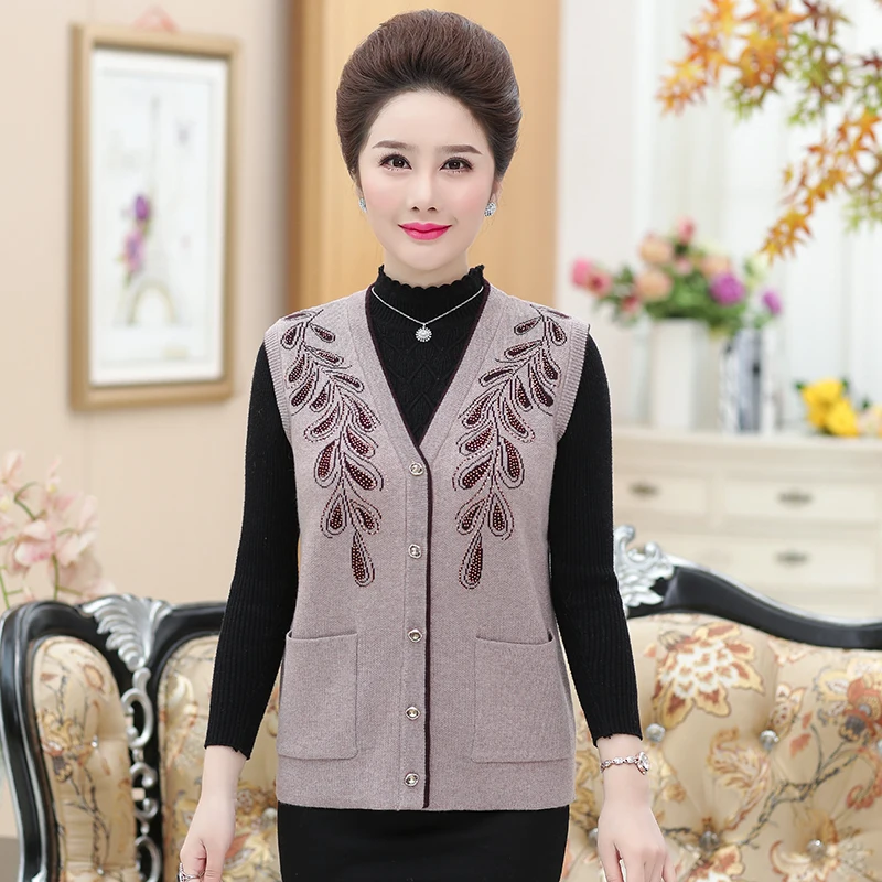 Middle-Aged Mother Autumn New Wool Knitting Vest Print Warm Casual Plus Size Vest Waistcoat T328
Middle-Aged Mother Autumn New Wool Knitting Vest Print Warm Casual Plus Size Vest Waistcoat T328