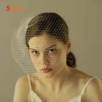 One Layer Hard Tulle White Bridal Veil with Beaded Short Wedding Veils Bride Face Veil with Comb accesorios de novia V66
One Layer Hard Tulle White Bridal Veil with Beaded Short Wedding Veils Bride Face Veil with Comb accesorios de novia V66
