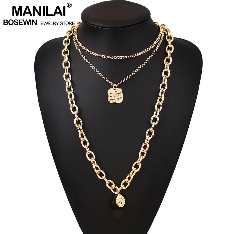 Женское Ожерелье с большой монеткой MANILAI ожерелье из акрила металлической