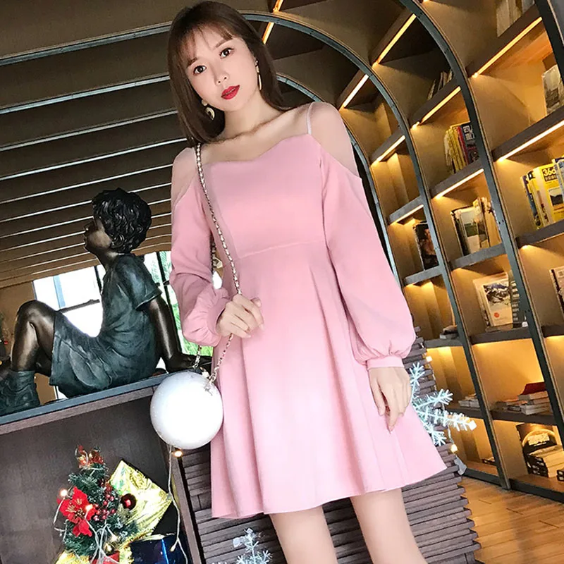 Preppy Style Plain Mesh Stitching A-Line Dress Spring 2019 Pink Lantern Sleeve High Waist Youth lively Small Sexy Women Dresses
Preppy Style Plain Mesh Stitching A-Line Dress Spring 2019 Pink Lantern Sleeve High Waist Youth lively Small Sexy Women Dresses