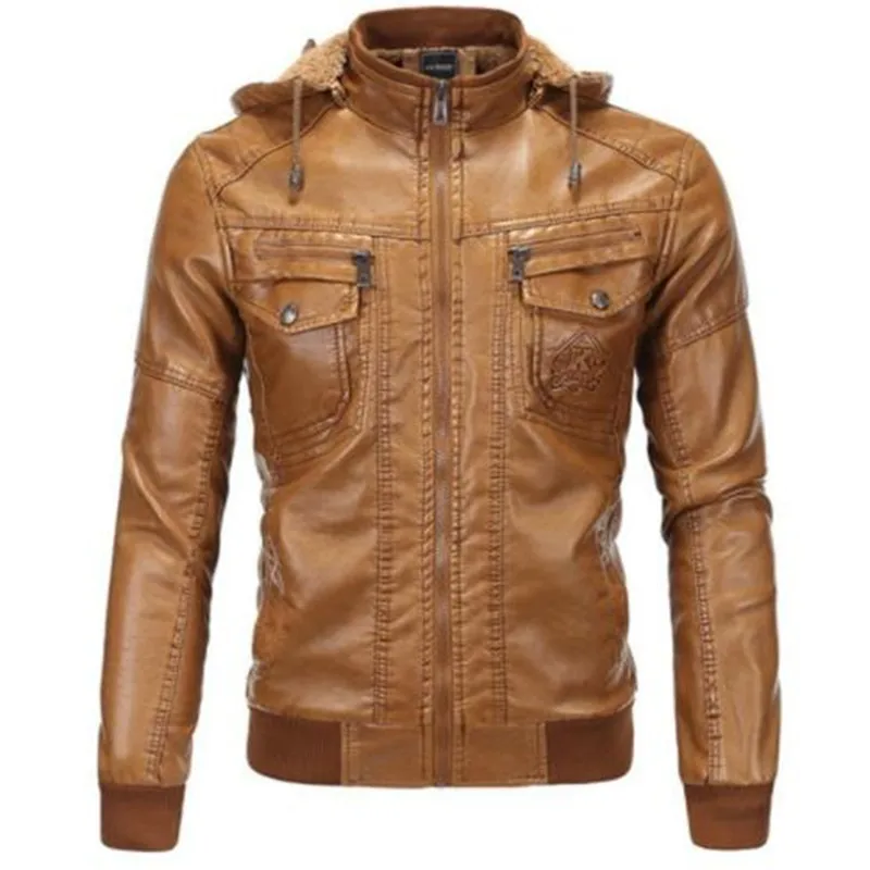 Winter Thick Warm Men's Fleece Inner Leather Jackets Imitate Sheepskin Male Slim Casual Windbreakers Hooded Jackets Coat Outwear
Winter Thick Warm Men's Fleece Inner Leather Jackets Imitate Sheepskin Male Slim Casual Windbreakers Hooded Jackets Coat Outwear
