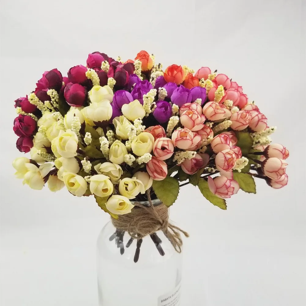 Colorful Silk Flowers artificial flower 15 heads Mini Rose Home Decor for Wedding Roses Bouquet Decoration
Colorful Silk Flowers artificial flower 15 heads Mini Rose Home Decor for Wedding Roses Bouquet Decoration