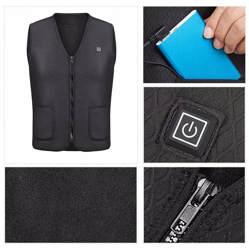 Winter Warmer 100% Polyester Black Unisex Electric USB warmer Heated Warm Vest Heating Coat Jacket Clothing Skiing heating pad
Winter Warmer 100% Polyester Black Unisex Electric USB warmer Heated Warm Vest Heating Coat Jacket Clothing Skiing heating pad