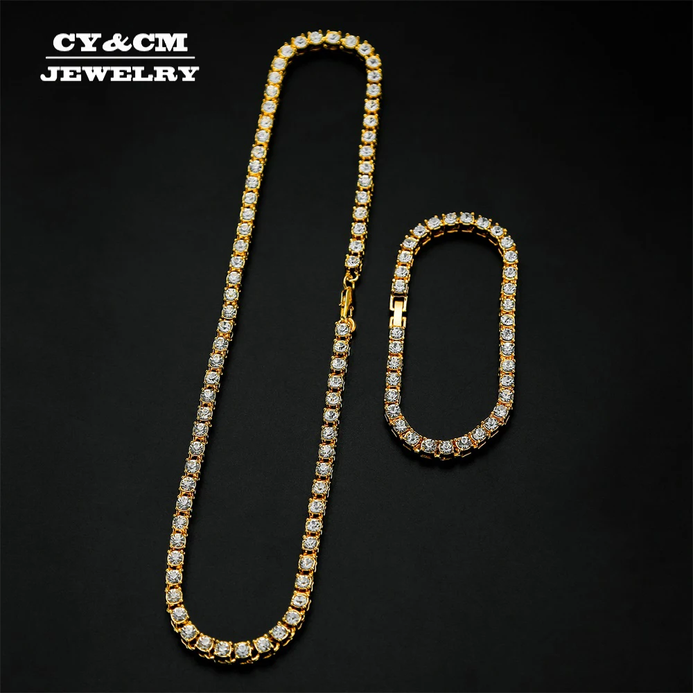 5mm Men's Hip Hop Bling Bling Iced Out Tennis Chains 1 Row Necklaces Bracelet Crystal Luxury Silver Gold Color Men Chain Jewelry
5mm Men's Hip Hop Bling Bling Iced Out Tennis Chains 1 Row Necklaces Bracelet Crystal Luxury Silver Gold Color Men Chain Jewelry