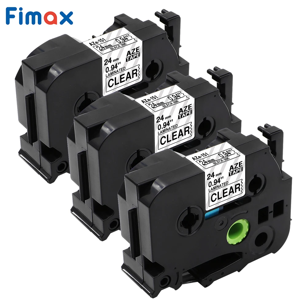 Fimax 3 шт. TZe 151 Совместимость с Brother label TZe151 24 мм черные на прозрачных лентах brother printer