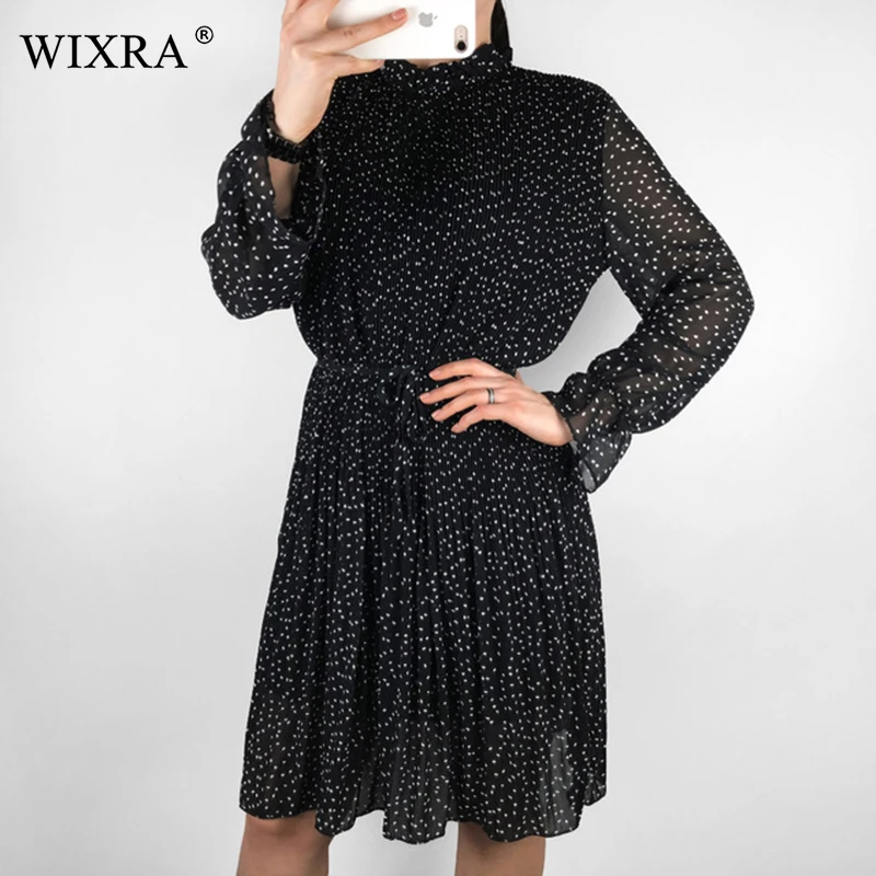 Wixra Chiffon Dress Stand Neck Sashes Dress Ruffles Long Sleeve Knee-Length Elegant Dresses For Women Spring Summer
Wixra Chiffon Dress Stand Neck Sashes Dress Ruffles Long Sleeve Knee-Length Elegant Dresses For Women Spring Summer