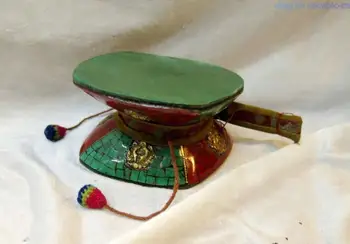 Tibet Copper inlay turquoise silver eight treasures Buddhism tambourine Statue 
Tibet Copper inlay turquoise silver eight treasures Buddhism tambourine Statue