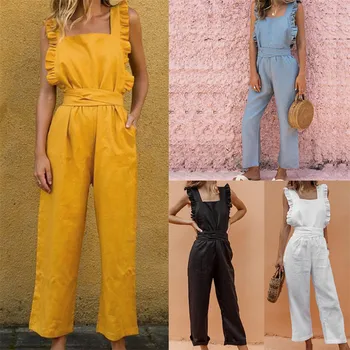 Women Solid Color Sleeveless Square Collar Jumpsuit Breathable for Summer Beach Party H9
Women Solid Color Sleeveless Square Collar Jumpsuit Breathable for Summer Beach Party H9