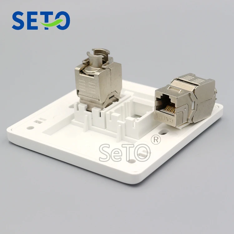 

SeTo 86 Type Double Ports 10GB Network Panel RJ45 Cat6.A Outlet Wall Plate Socket Keystone Faceplate