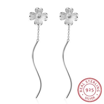 New Fashion Clover Flower Wave Tassel Earrings For Women Girl Gift 925 Sterling Silver Drop Earrings Brincos
New Fashion Clover Flower Wave Tassel Earrings For Women Girl Gift 925 Sterling Silver Drop Earrings Brincos