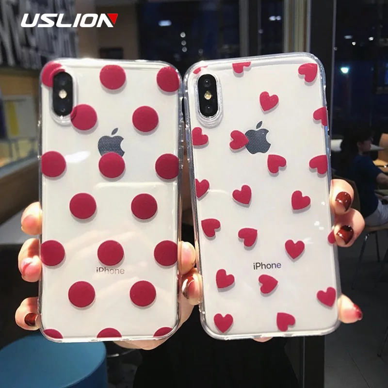 USLION Transparent Love Heart Phone Case For iPhone X XR Xs Max Soft TPU Wave Point Cases Cover For iPhone 6 6s 7 8 Plus 5 5s SE
USLION Transparent Love Heart Phone Case For iPhone X XR Xs Max Soft TPU Wave Point Cases Cover For iPhone 6 6s 7 8 Plus 5 5s SE