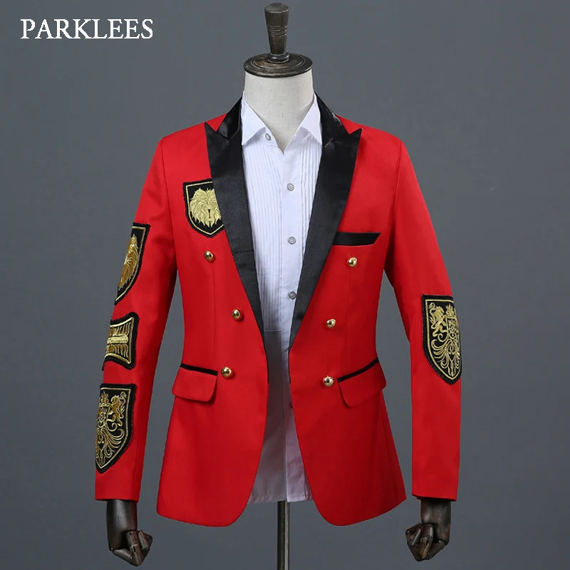 Casual Military Medal Blazer Men Double Breasted Mens Red Suit Jackets Singer Grooms Host DJ Costumes Stage Prom Bar Coats Homme
Casual Military Medal Blazer Men Double Breasted Mens Red Suit Jackets Singer Grooms Host DJ Costumes Stage Prom Bar Coats Homme