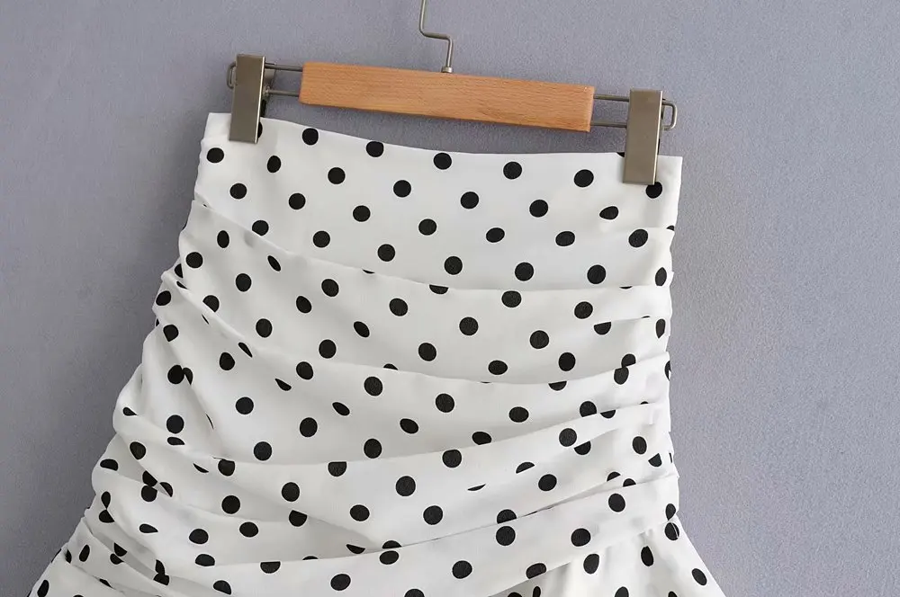 Pleated Asymmetrical Skirt Polka Dot Print Ruffles Mini Skirts OG0704 Pleated Asymmetrical Skirt Polka Dot Print Ruffles Mini Skirts OG0704