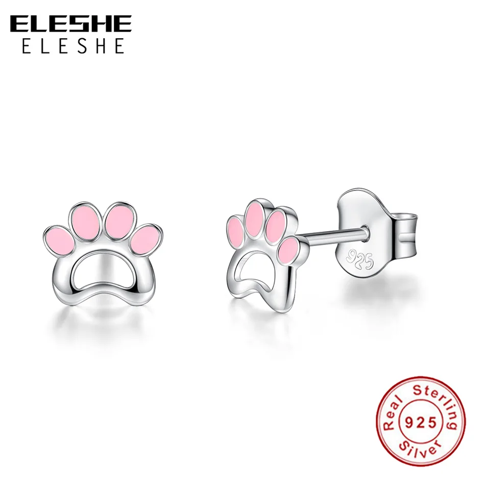 ELESHE 925 Sterling Silver Small Stud Earrings for Women Pink Enamel Animal Dog Cat Paw Footprint Earrings Wedding Jewelry Gift
ELESHE 925 Sterling Silver Small Stud Earrings for Women Pink Enamel Animal Dog Cat Paw Footprint Earrings Wedding Jewelry Gift