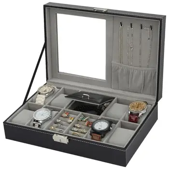Multifunction High Quality Jewelry Box Black PU Leather Watch Display Box High-end Watch Rings Bracelet Jewelry Storage
Multifunction High Quality Jewelry Box Black PU Leather Watch Display Box High-end Watch Rings Bracelet Jewelry Storage