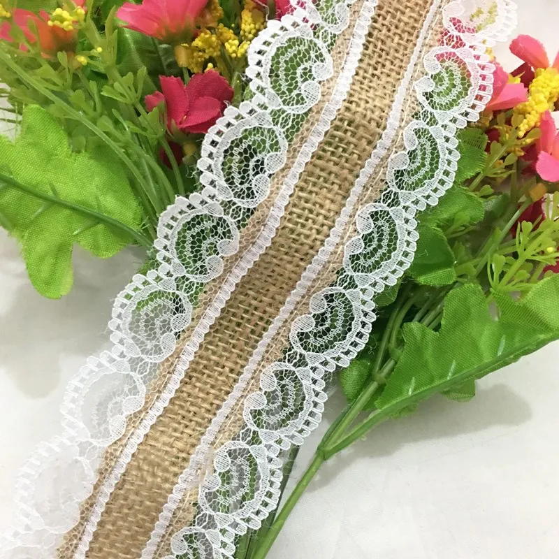 5m Natural Jute Burlap Hessian Lace Ribbon Roll+White Lace Vintage Wedding Decoration Party Christmas Crafts Decorative AA8052-2
5m Natural Jute Burlap Hessian Lace Ribbon Roll+White Lace Vintage Wedding Decoration Party Christmas Crafts Decorative AA8052-2