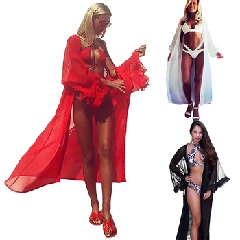 Beach Dress Pareo Summer Sexy Cover Up Beachwear Woman Women Swimsuit Bathing Suit Long Sleeve Sun Protective Lace Chiffon 
Beach Dress Pareo Summer Sexy Cover Up Beachwear Woman Women Swimsuit Bathing Suit Long Sleeve Sun Protective Lace Chiffon