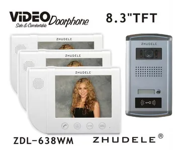 ZHUDELE Top quality interphone 8.3" video door phone FRID camera with ID card unlocking waterproof cover in stock 1v3 
ZHUDELE Top quality interphone 8.3" video door phone FRID camera with ID card unlocking waterproof cover in stock 1v3
