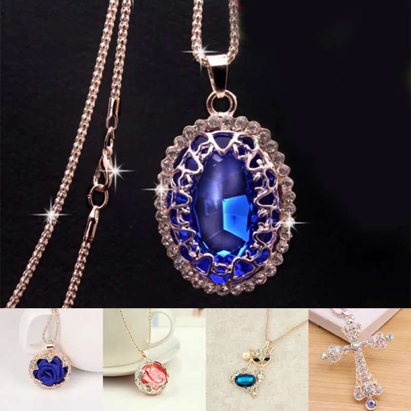 Fashion Women Sweater Chain Necklace & Pendant Rhinestones Crystal Rose Flower Statement Necklace Jewelry Clothing Accessories
Fashion Women Sweater Chain Necklace & Pendant Rhinestones Crystal Rose Flower Statement Necklace Jewelry Clothing Accessories