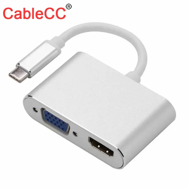 

Zihan USB-C USB 3.1 Type C to HDMI 4K 30HZ & VGA 1080p Adapter for Laptop Macbook Pro Monitor HDTV