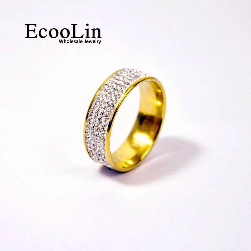 EcooLin 4 Row Lines Clear Crystal Wedding Rings For Women Fashion Rhinestone Stainless Steel Female Teen Jewelry
EcooLin 4 Row Lines Clear Crystal Wedding Rings For Women Fashion Rhinestone Stainless Steel Female Teen Jewelry