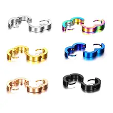 Eenvoudige Roestvrij Staal Kleine Hoepel Oorbellen Clip Op Oorbel voor Mannen Vrouwen Huggie Oorbellen Niet-Piercing(China)