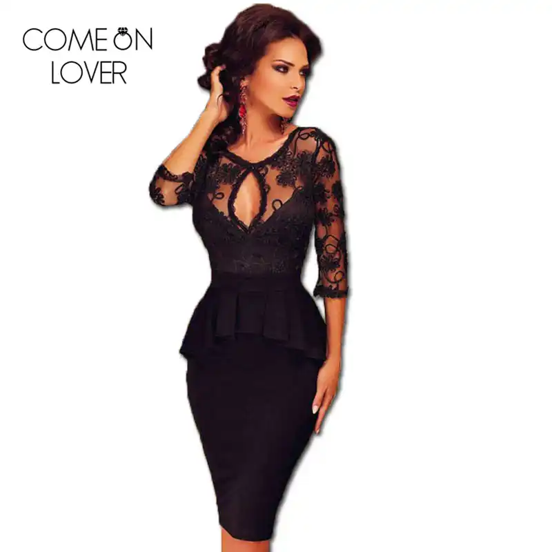 black dress with peplum waist