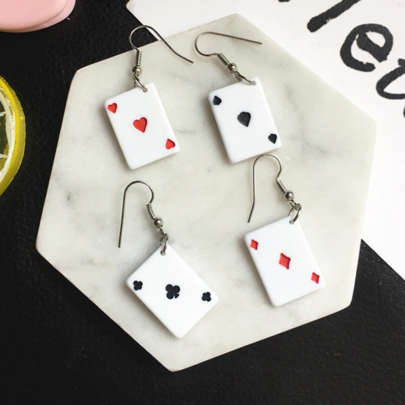 Hot Creative Handmade Funny Playing Card Drop Earrings Interesting Personlized Women Girl Fashion Drop Earrings 2018 New Arrival
Hot Creative Handmade Funny Playing Card Drop Earrings Interesting Personlized Women Girl Fashion Drop Earrings 2018 New Arrival