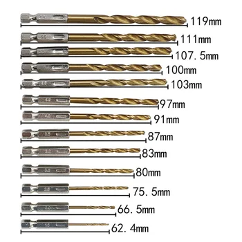 13pcs HSS High Speed Steel Titanium Coated Drill Bit Set 1/4 Hex Shank 1.5-6.5mm Twist Drill bit Set Tools
13pcs HSS High Speed Steel Titanium Coated Drill Bit Set 1/4 Hex Shank 1.5-6.5mm Twist Drill bit Set Tools