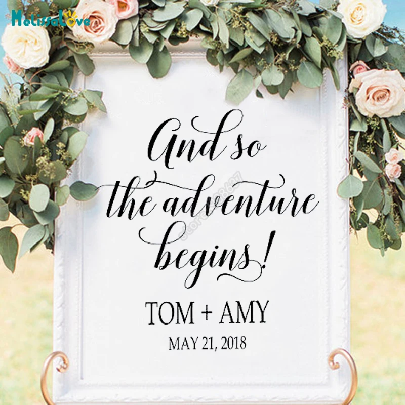 DIY Wedding Board Sticker Reception Sign Custom Name And Date And So Our The Adventure Begins! Welcome Wedding Sign B756
DIY Wedding Board Sticker Reception Sign Custom Name And Date And So Our The Adventure Begins! Welcome Wedding Sign B756