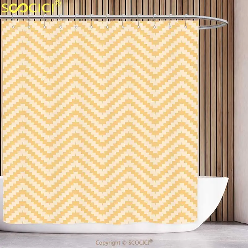 Waterproof Shower Curtain Chevron Zig Zag Pattern with Stylized Lines Skewed Squares Vintage Geometrical Design Apricot Peach
Waterproof Shower Curtain Chevron Zig Zag Pattern with Stylized Lines Skewed Squares Vintage Geometrical Design Apricot Peach