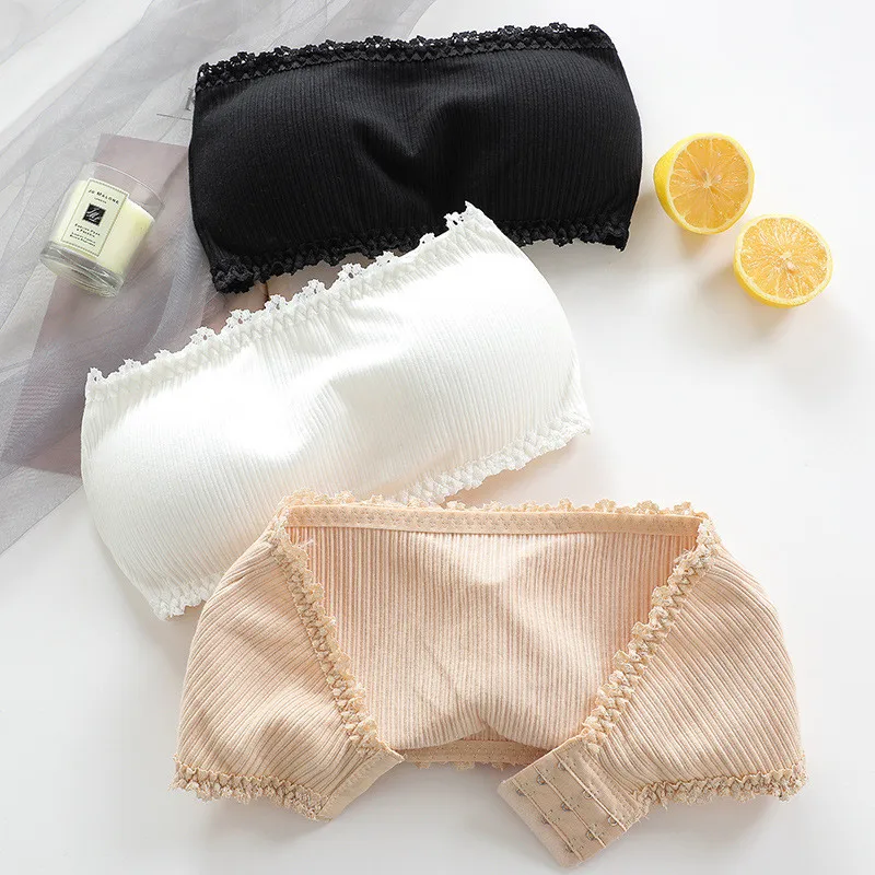 Simple Style Sexy Lace Edge Strapless Bra For Women Detachable Pad Bralette Solid Color Striped Bralet For Ladies Students
Simple Style Sexy Lace Edge Strapless Bra For Women Detachable Pad Bralette Solid Color Striped Bralet For Ladies Students