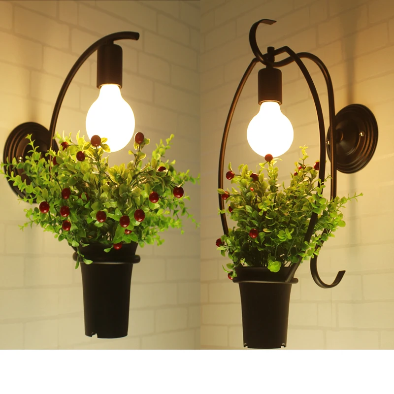Wrought iron living room dining room plant wall lampS cafe lamp bedside aisle bedroom flower lamp E27
Wrought iron living room dining room plant wall lampS cafe lamp bedside aisle bedroom flower lamp E27