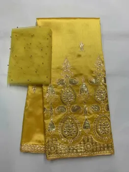 2019 African George Lace Fabric With Blouse Indian gold Lace Fabric With Blouse For Nigeria Wedding Dress Silk Lace Fabric F6-14
2019 African George Lace Fabric With Blouse Indian gold Lace Fabric With Blouse For Nigeria Wedding Dress Silk Lace Fabric F6-14
