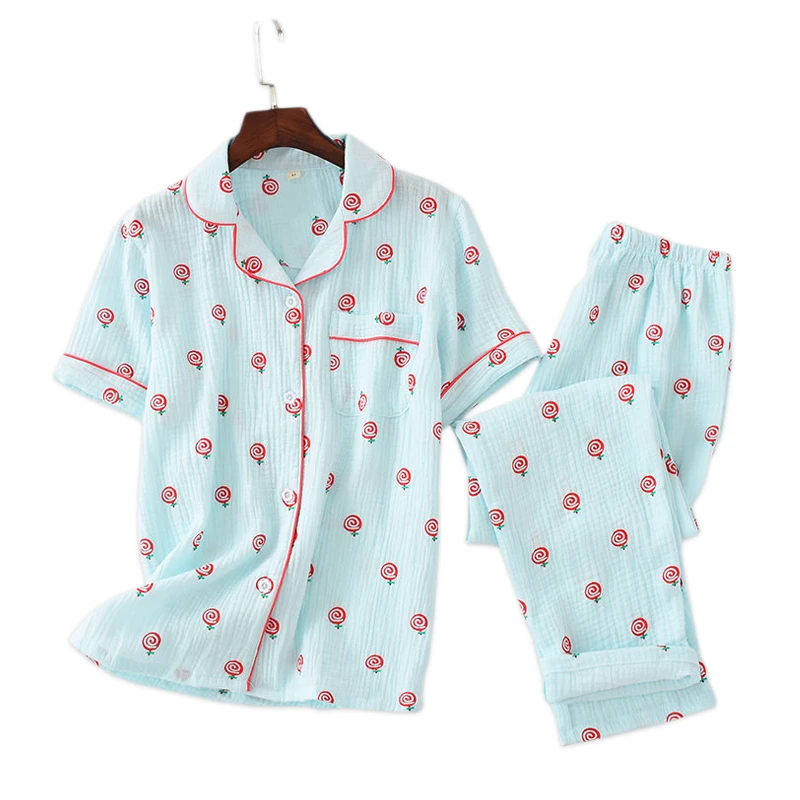 Sweet lollipop sleepwear women short sleeve trousers summer pyjamas 100% crape cotton casual Korea pajamas sets women New Sale
Sweet lollipop sleepwear women short sleeve trousers summer pyjamas 100% crape cotton casual Korea pajamas sets women New Sale