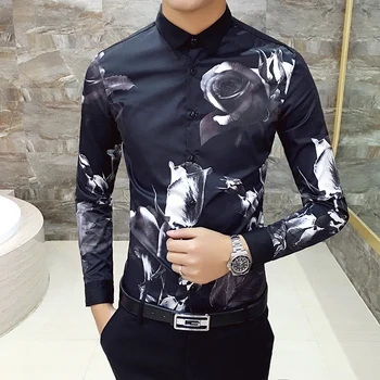 European large code shirt black rose pattern digital printing men's long sleeved shirt 1541-P55- black
European large code shirt black rose pattern digital printing men's long sleeved shirt 1541-P55- black