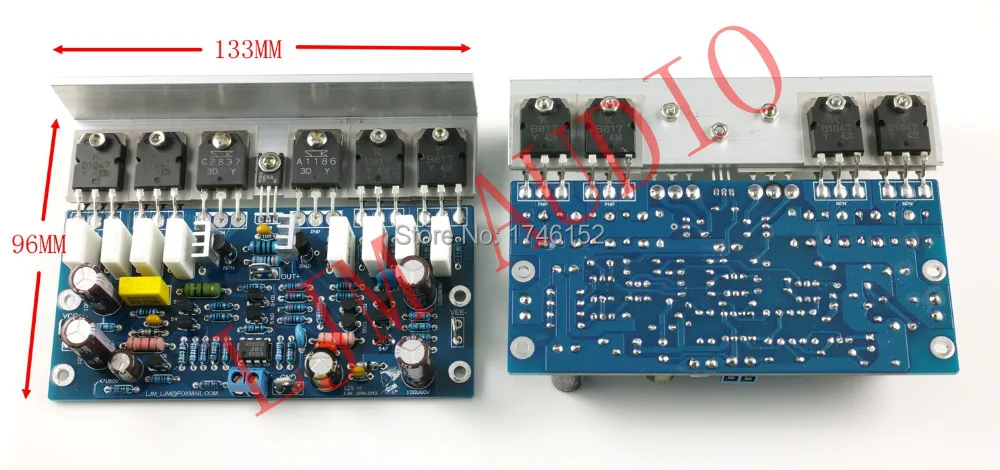 L25 250W+250W 8ohm Class AB KEC KTB817 KTD1047 2SA1186 2SC2837 Amplifier Completed board with heatsink by LJM
L25 250W+250W 8ohm Class AB KEC KTB817 KTD1047 2SA1186 2SC2837 Amplifier Completed board with heatsink by LJM