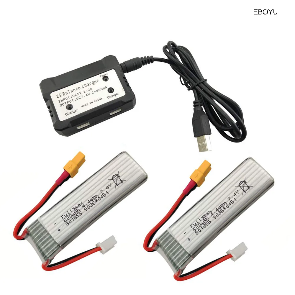 EBOYU 2pcs * 7.4V 600mAh Lipo Battery + 1 to 2 7.4V 2S Balance Charger for XK K130 Brushless Motor RC Helicopter Battery
EBOYU 2pcs * 7.4V 600mAh Lipo Battery + 1 to 2 7.4V 2S Balance Charger for XK K130 Brushless Motor RC Helicopter Battery