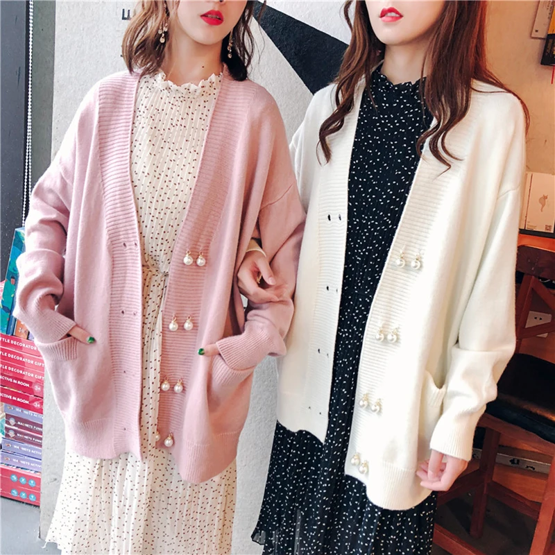 2019 Pearl Beading Pockets Cardigan Women Autumn Winter Elegant Long Sleeve Loose Sweater Oversized Coat Jacket cardigan mujer
2019 Pearl Beading Pockets Cardigan Women Autumn Winter Elegant Long Sleeve Loose Sweater Oversized Coat Jacket cardigan mujer