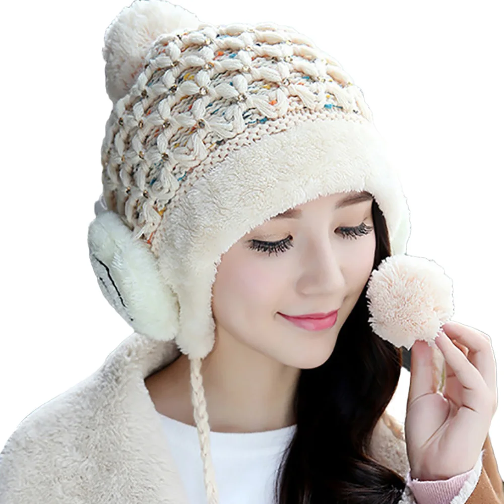 2017 Casual Beanies Women Winter Hats Crochet Knitting Wool Cap Cotton Pompons Ball Warm Gorros Outdoor Brand Thick Female Caps 
2017 Casual Beanies Women Winter Hats Crochet Knitting Wool Cap Cotton Pompons Ball Warm Gorros Outdoor Brand Thick Female Caps