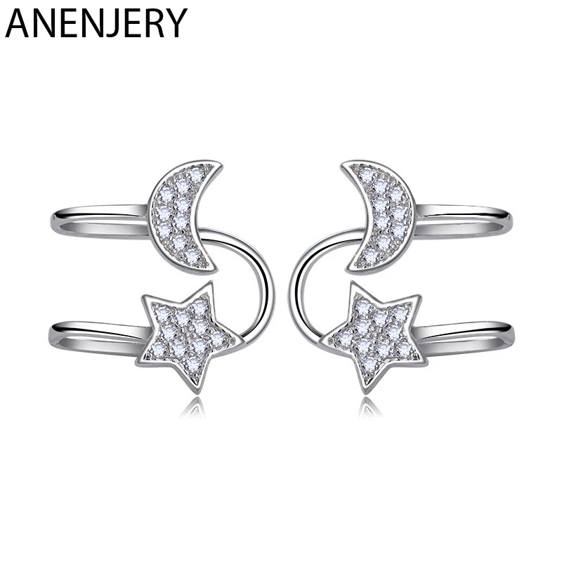 ANENJERY Korean 925 Sterling Silver Earrings U-shaped Zircon Moon Star Clip Earrings For Women Gift S-E901
ANENJERY Korean 925 Sterling Silver Earrings U-shaped Zircon Moon Star Clip Earrings For Women Gift S-E901