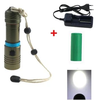 

2000 Lumen Cree XM-L2 LED Diving Flashlight Torch 100M Underwater Waterproof Scuba Lantern+ 26650 Battery+ EU Charger