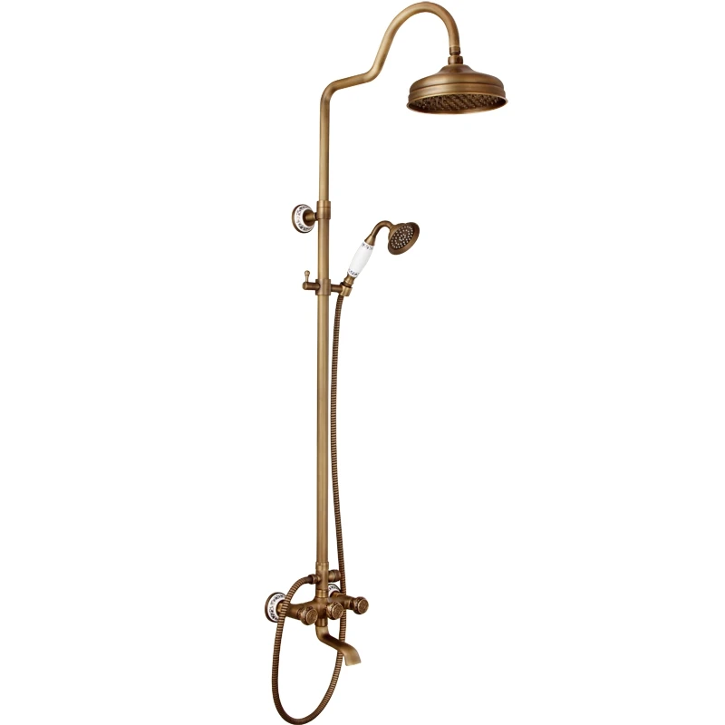 Shower Faucets Antique Thermostatic Mixing Valve Bathroom Shower Set Wall Mounted Telephone Style Ceramic Handheld Shower
Shower Faucets Antique Thermostatic Mixing Valve Bathroom Shower Set Wall Mounted Telephone Style Ceramic Handheld Shower