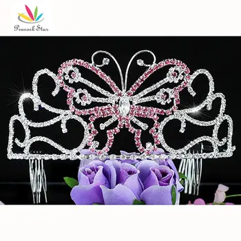 Peacock Star Bridal Wedding Pageant Beauty Contest Pink Butterfly 3" (7.5 cm) Tall Tiara use Austrian Crystal CT1536
Peacock Star Bridal Wedding Pageant Beauty Contest Pink Butterfly 3" (7.5 cm) Tall Tiara use Austrian Crystal CT1536