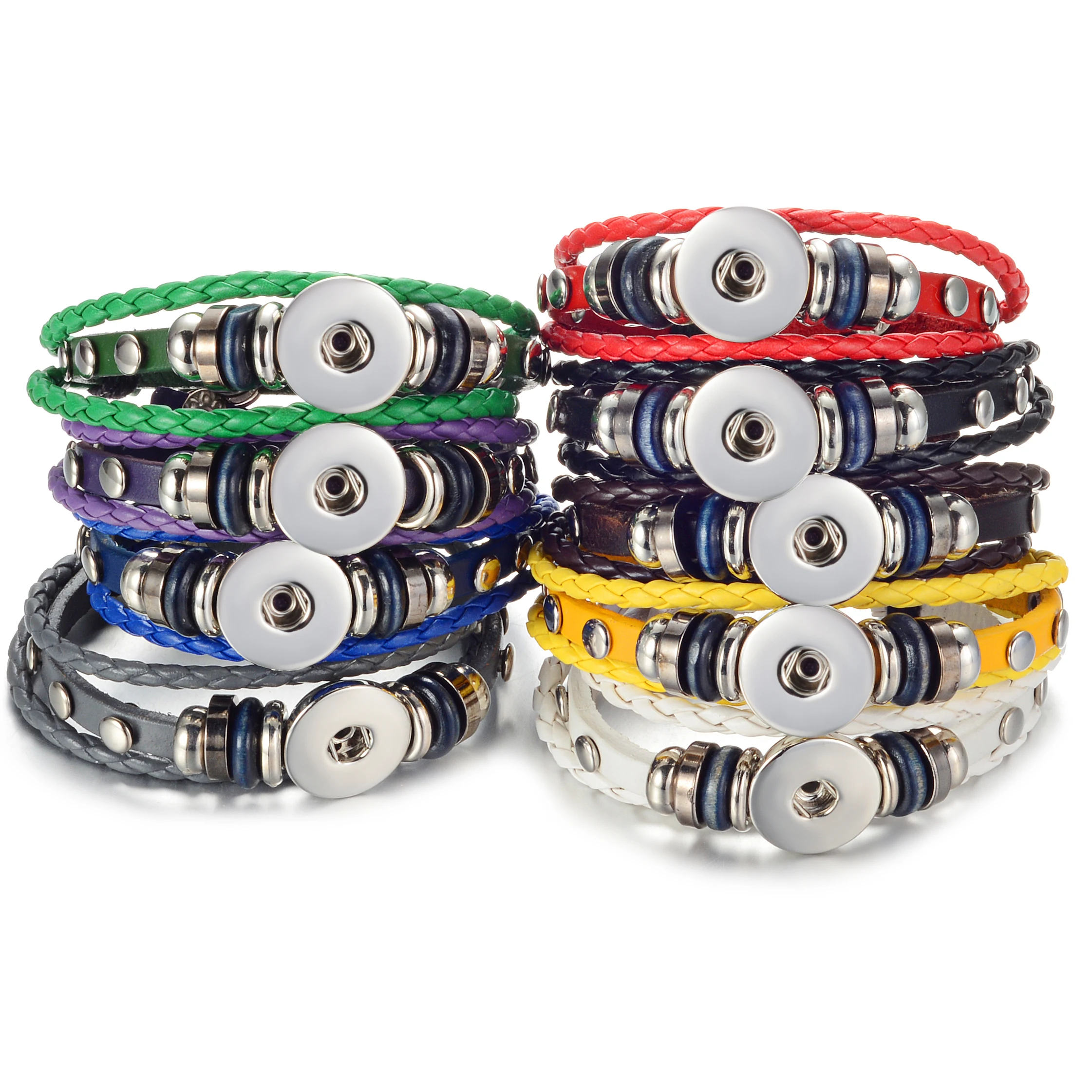 2019 Colorful Snap Button Charms Bracelet 18mm Interchangeable Braided Leather Bangle Diy Jewelry for female GCNN-461
2019 Colorful Snap Button Charms Bracelet 18mm Interchangeable Braided Leather Bangle Diy Jewelry for female GCNN-461