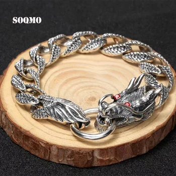 SOQMO Luxury Pure 925 Sterling Silver Dragon Bracelet Men Vintage Punk Rock Mens Bracelets Man Silver 925 Jewelry SQM015
SOQMO Luxury Pure 925 Sterling Silver Dragon Bracelet Men Vintage Punk Rock Mens Bracelets Man Silver 925 Jewelry SQM015
